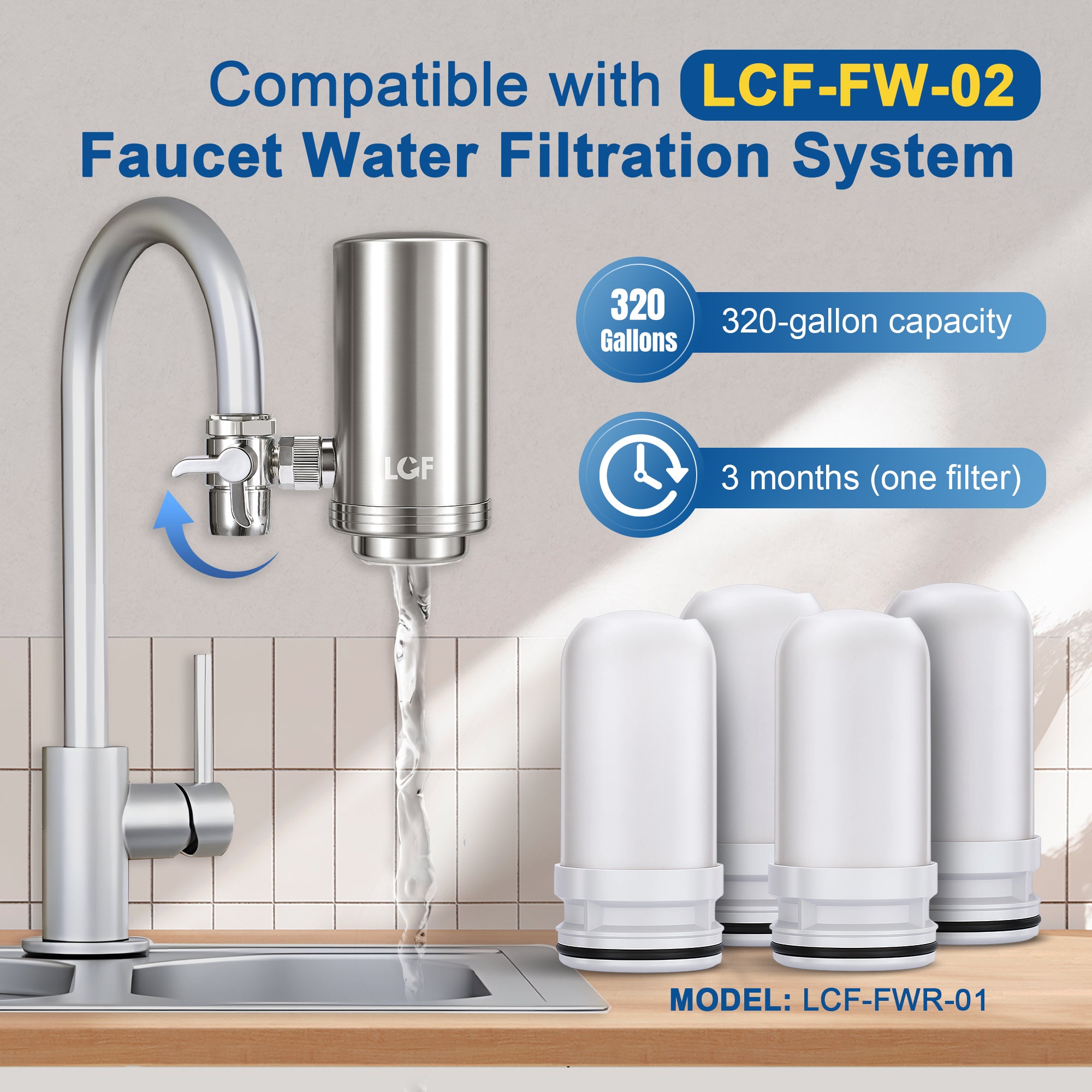 LCF Faucet Water Filter Replacement Cartridge,  LCF-FWR-01