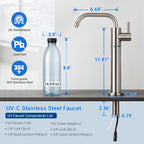 LCF LED UV Drinking Water Faucet, 304 Stainless Steel Filtered Water Faucet for Under Sink & RO Systems