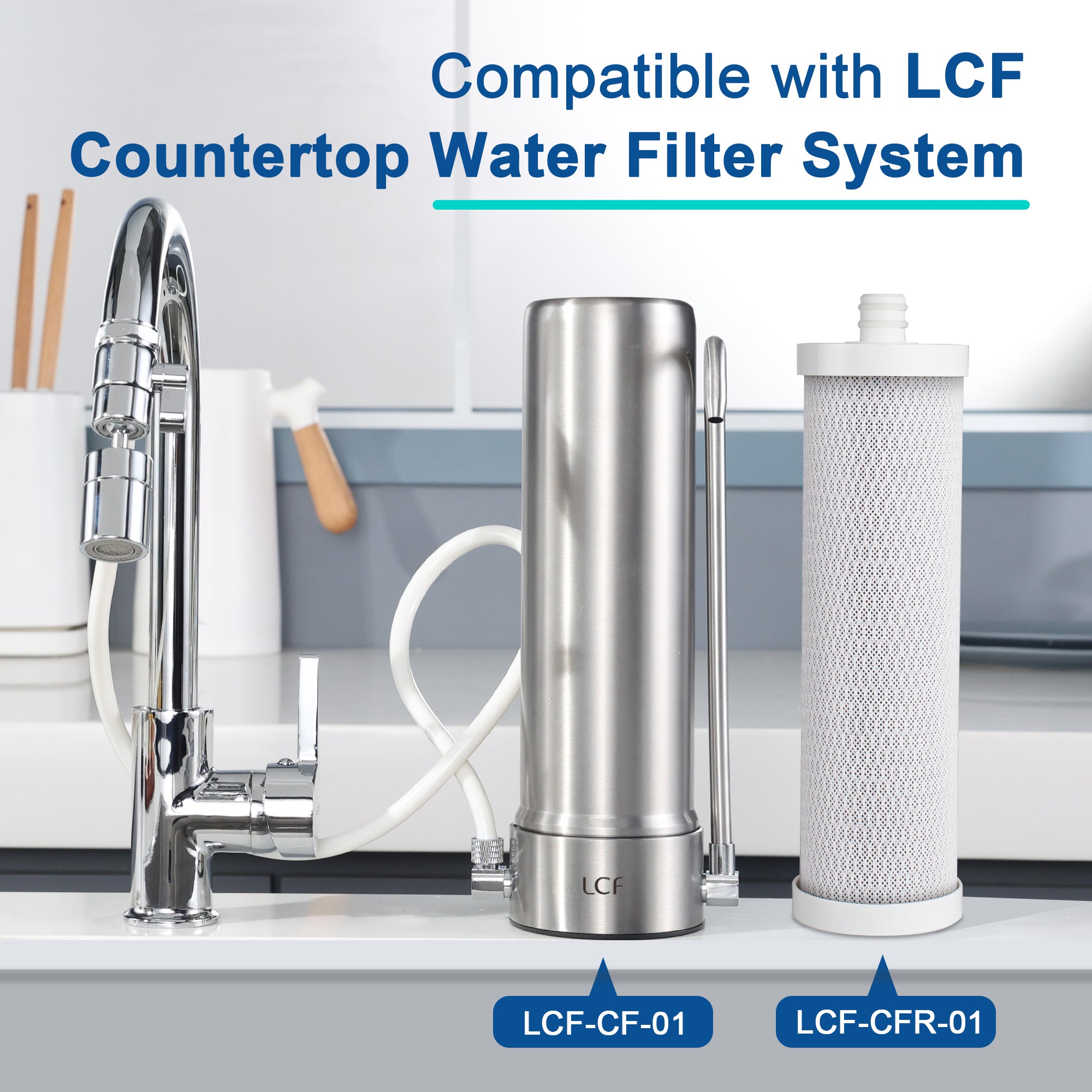 LCF-CFR-01 Replacement Filter Cartridge for LCF Countertop Water Filter, 6-Stage Silver Ions Enhanced, 2-Pack