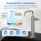 LCF LED UV Drinking Water Faucet, 304 Stainless Steel Filtered Water Faucet for Under Sink & RO Systems