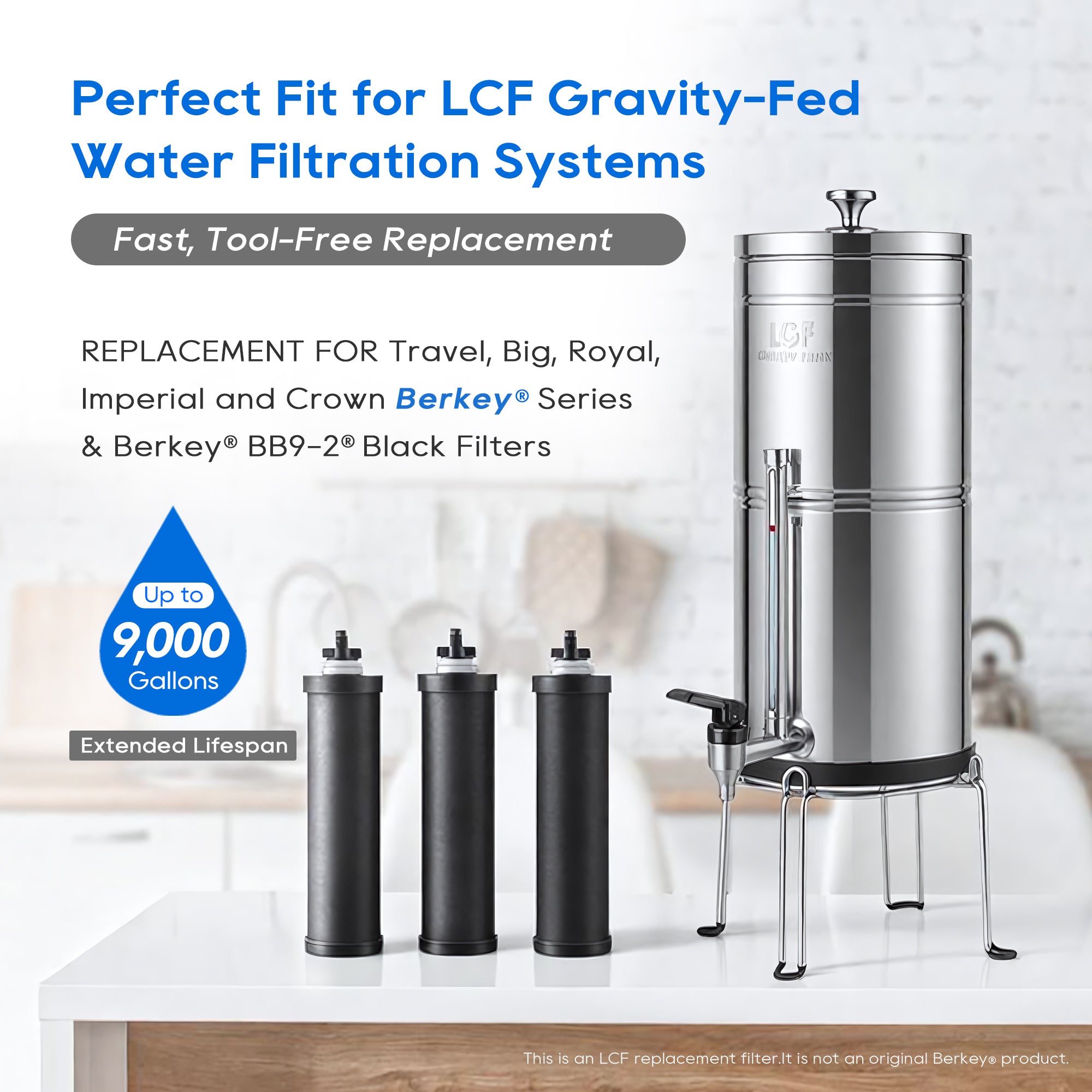 LCF Black Carbon Water Filter Replacement, Silver Ions Enhanced, Reduces Chlorine, Odor, Sediment & Common Contaminants