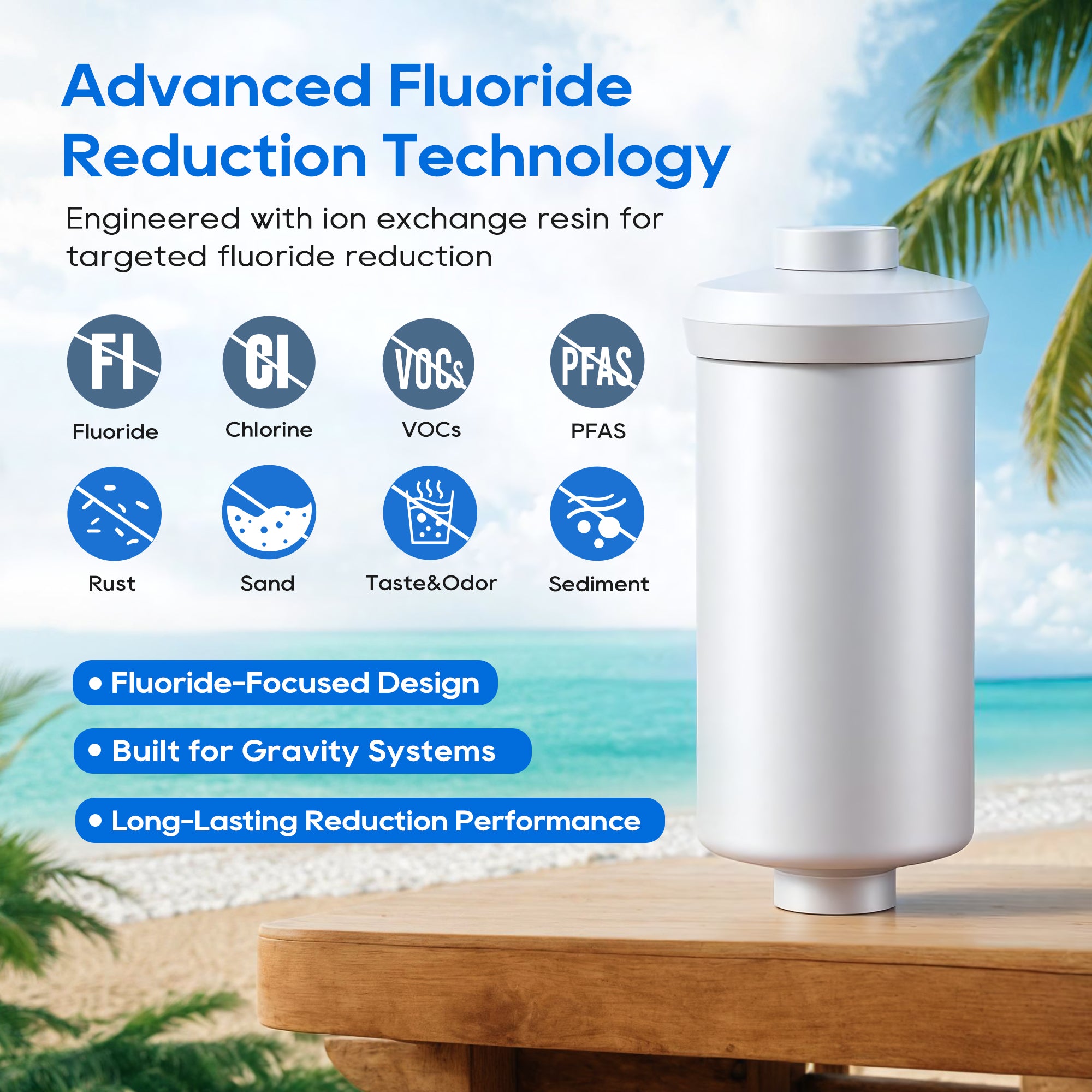 LCF Fluoride Water Filter Replacement, Targets Fluoride, Arsenic & Heavy Metals for LCF Gravity Systems