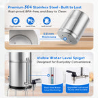 LCF UV Gravity Water Filter System, 3 Gallon Stainless Steel Countertop Purifier with Built-In UV-C, 6 Filters, Stand & Water Level Spigot