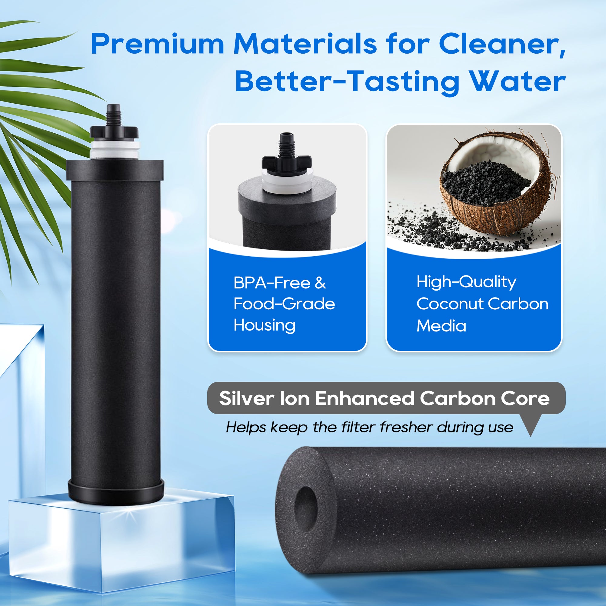 LCF Black Carbon Water Filter Replacement, Silver Ions Enhanced, Reduces Chlorine, Odor, Sediment & Common Contaminants